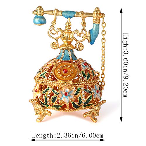 QIFU Hand Painted Blue Telephone Style Enameled Trinket Box Unique Gift for Family - color: T4 Blue