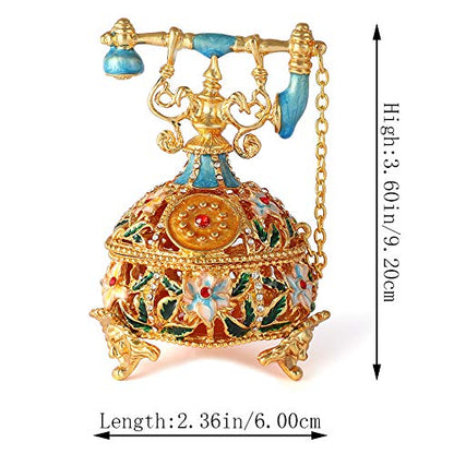 QIFU Hand Painted Blue Telephone Style Enameled Trinket Box Unique Gift for Family - color: T4 Blue