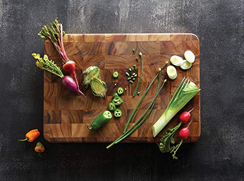 Ironwood Gourmet Large End Grain Prep Station Acacia Wood Cutting Board, 14 x 20-Inch, Brown - size: 20"L x 14"W