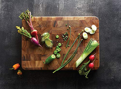 Ironwood Gourmet Large End Grain Prep Station Acacia Wood Cutting Board, 14 x 20-Inch, Brown - size: 20"L x 14"W