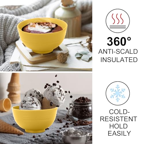 wheat straw icecream bowls 10oz set of 8 - Unbreakable Dessert Bowls Freezer Safe - Small Bowls for Yogurt,Snack and Fruits. Yellow - color: Yellow, size: 10 oz