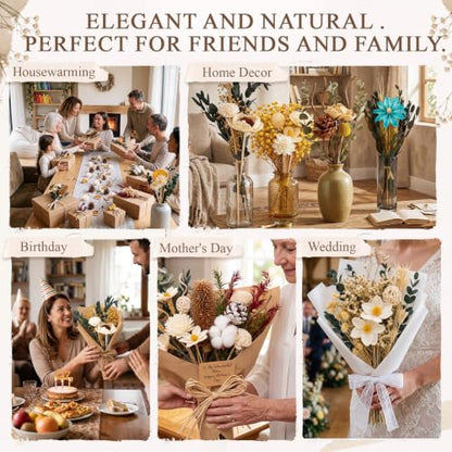 Sawysine 15 Sets Reed Diffuser Sticks Flowers, Natural Rattan Flower Reed Fragrance Diffuser Set Replacement Fragrance Diffuserrattan Sticks for Home Bathroom Bedroom Office Decor (Dried Flowers)