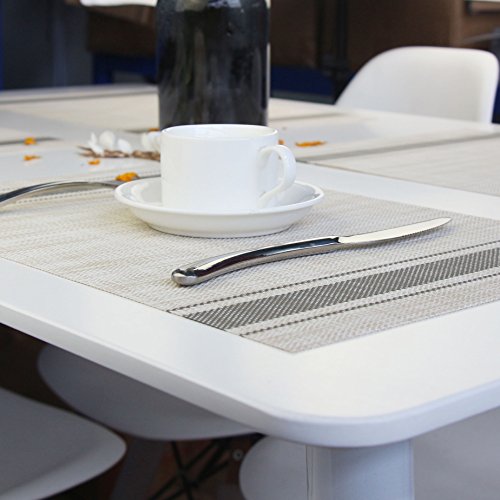 Placemats for Dining Table Set of 6 Washable Plastic Table Mats Kitchen Table Mats Easy to Clean PVC Placemat (Gray) - color: Gray, size: placemats set of 6
