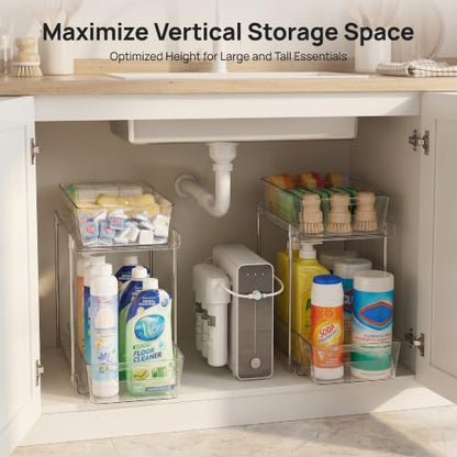 Vtopmart 2 Pack Larger Higher Pull Out Bathroom Under Sink Organizer (M-Higher) - color: Transparent, size: M-Higher (2 Pack)
