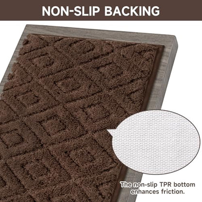 Bsmathom 3 Piece Bathroom Rug Sets, Non Slip Microfiber Bath Mat, Coffee | Plush Water Absorbent Bath Rug Sets with U-Shaped Contour Toilet Mat, Machine Washable Carpet for Bathroom Sink, Shower - color: Coffee