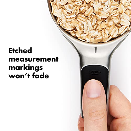 OXO Good Grips Stainless Steel Measuring Cups and Spoons 8-Piece Set | Magnetic Handles for Easy Nesting Storage, Non-Slip Grip, Etched Measurement Markings, Baking Tools, Dry and Liquid Measuring - size: 8 count, style: Set