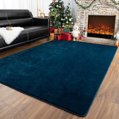 Przemy 6x9 Navy Blue Super Soft Area Rug for Living Room Bedroom | Washable Thickened Memory Foam Rugs, Modern Aesthetic Indoor Carpet for Kids Boys Room Dorm Playroom Home Decor - color: Navy Blue, size: 6' x 9' (Rectangular)
