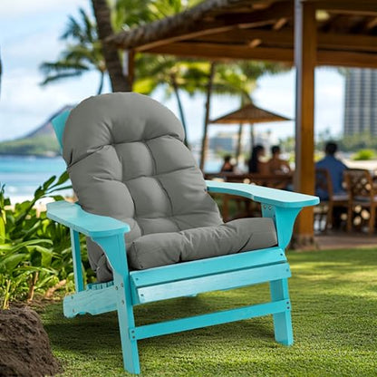 Adirondack Chair Cushion, Rocking Chair Cushion 44x19.4x4 inch, High Back Patio Cushions of Upper and Lower with Ties, Sunscreen and Fade-Resistant (Gray, 2) - color: Gray