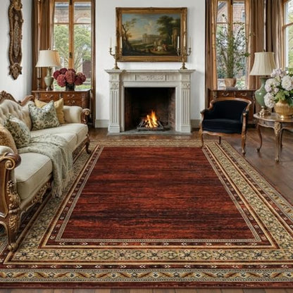Modern Solid Area Rug 5x7 Washable Non Slip Neutral Rugs for Living Room, Non-Shedding Stain Resistant Bordered Throw Carpet, Neutral Foldable Floor Rugs for Bedroom Dining Table | Non Slip Neutral Border Non Shedding Stain Resistant Low Pile Foldable Rug