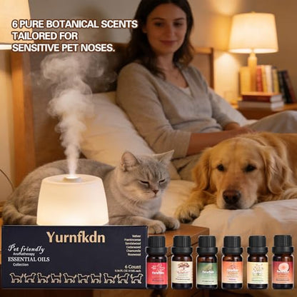 Pet Friendly Aromatherapy Essential Oils Collection,Safe for Dogs and Cats,Natural Relaxation and Stress Relief,Suitable for Aromatherapy Diffuser Bottles,Incense Sticks, and Candles Making (6, small) - size: 0.34 Fl Oz (Pack of 6)