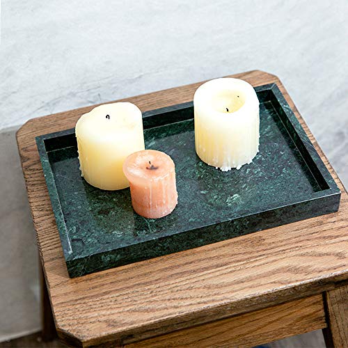 Natural Marble Storage Vanity Tray, Cosmetics Jewelery Tray, Kitchen Organizer, Coffee Table Tray (Dark Green, 11.8L x 7.87W x 1.18H) - color: Blue Green