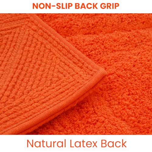 C23 20"x32" 100% Cotton Washable Bath Mat - 210 GSF Non-Slip Rug, Orange - color: Orange