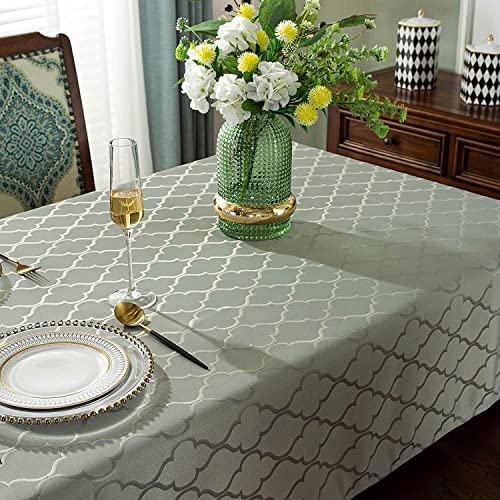 SASTYBALE Christmas Jacquard Tablecloth, Square, 52" x 52", Gray | Damask Fabric, Water Resistant, Wrinkle Free Polyester, 2-4 Seats, Kitchen Dining Tabletop Use - color: Gray Color, size: 52" x 52" (Square)