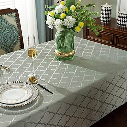 SASTYBALE Christmas Jacquard Tablecloth, Square, 52" x 52", Gray | Damask Fabric, Water Resistant, Wrinkle Free Polyester, 2-4 Seats, Kitchen Dining Tabletop Use - color: Gray Color, size: 52" x 52" (Square)