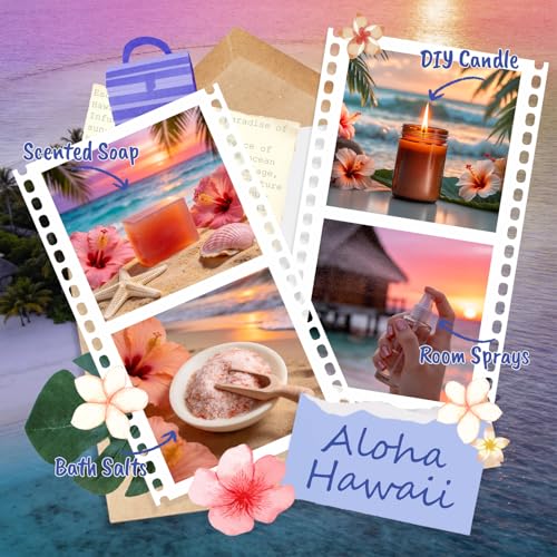 SALUBRITO Hawaii Fragrance Oils Set, Summer Essential Oils for Diffuser, Candle, Soap Making, Tropical Breeze, Island Life, Banana Bliss, Twilight Grape, Coconut Coast, Golden Sunrise Scented Oil - color: Purple