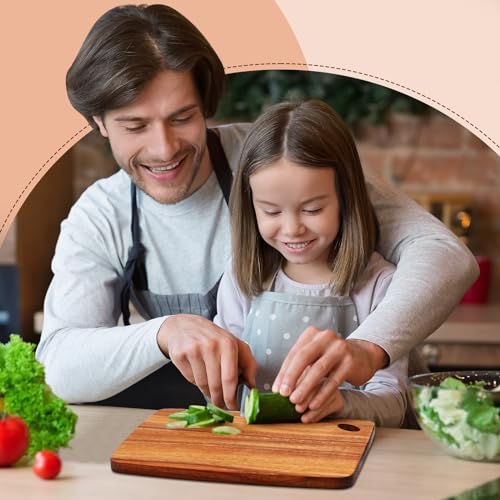FoldTier 12 Pcs Wood Cutting Boards Bulk 8 x 6 Inch Small Kitchen Charcuterie with Oval Hole Kitchen Serving Chopping Boards for Pizza, Bread, Charcuterie, Fruit, Vegetables(Acacia Wood)