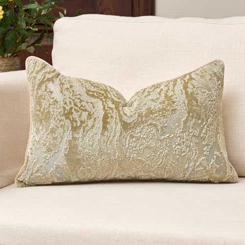 12x20 Pillow Cover, Beige Velvet Lumbar Pillow Cover for Modern Decor | Neutral Patterned Decorative Accent for Couch Sofa Living Room Bedroom, Rectange Jacquard Cushion Cover with Luxury & Visual - color: Beige, size: 20" x 12" (Pack of 1)