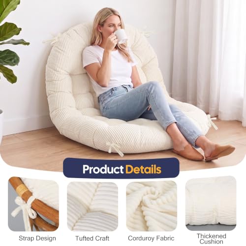 Papasan Chair Cushion Beige - color: Beige, size: 65x48 Inch