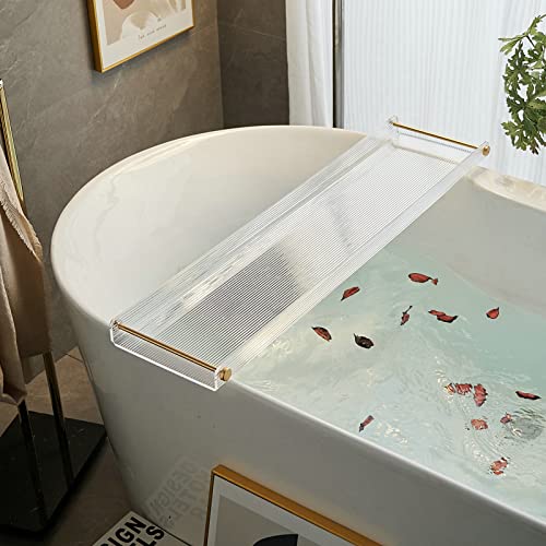 Acrylic Bathtub Tray, NEWRAIN Luxury Bath Caddy Tub Table,Unique House Warming Gifts, New Home, Anniversary and Wedding Gifts for Couple, Bathroom Accessories for Spa or Reading Lite Style