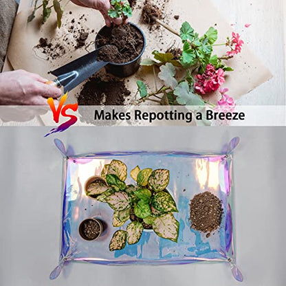Repotting Mat for Indoor Plants Iridescent Plant Potting Mat Waterproof Potting Repotting Tray Gardening Gifts Mat Cactus Succulent,Orchid Potting Soil Mix Mess Control, 25.6" Garden Tool, Pots Mat