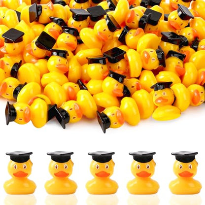JUNEBRUSHS Graduation Table Decorations, 50 Pcs Mini Resin Ducks Tiny Graduation Cap Duck Yellow Grad Ornaments for Grad Party Favors Crafts - style: Duck Style