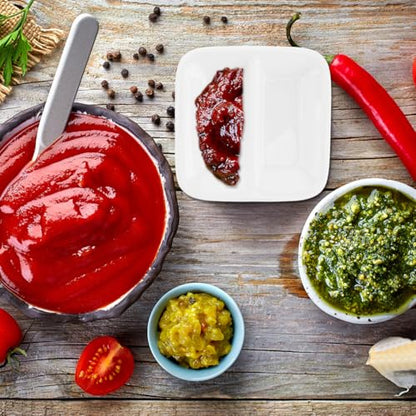 DOITOOL Ceramic Appetizer Serving Tray 2-Compartment Divided Sauce Dish for Soy Sauce Condiments Dips Spice Dish Tray 3.07 Inch Snack Serving for Kitchen Dining Entertaining