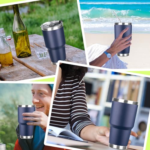 30 oz Tumbler with Lids and Straws Double Wall Vacuum Insulated Tumbler Cup,Stainless Steel Leak-proof Thermal Tumbler Powder Coated Travel Coffee Mug for Cold and Hot Drinks,Navy Blue - color: Navy Blue, size: 30 Ounces