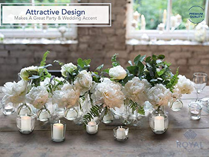 Royal Imports Candle Holder Hanging Oyster Votive Tealight Glass for Wedding, Birthday, Holiday & Home Decoration, Set of 6