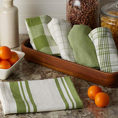 DII Basic Kitchen Large Cotton Dishtowel Set of 5, 18x28, Antique Green - color: Antique Green