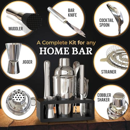 Highball & Chaser Cocktail Shaker Set: Bartender Kit for Home Bar Mixology Cocktail Bar Set Plus E-Book with 30 Recipes (Silver) - color: Silver