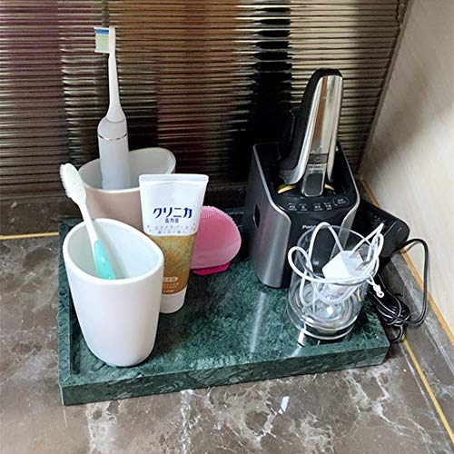 Natural Marble Storage Vanity Tray, Cosmetics Jewelery Tray, Kitchen Organizer, Coffee Table Tray (Dark Green, 11.8L x 7.87W x 1.18H) - color: Blue Green