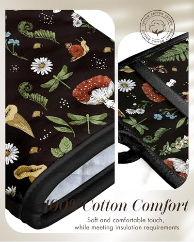 Miss Adola Cotton Oven Mitts and Pot Holders Sets, Forest Charm | Heat-resistant up to 350°F, Pure Cotton, Quilted Contact Surface, Stylish Design, with Hanging Loop, Ready to Gift Package - color: Forest Charm