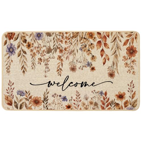 Baccessor Fall Doormat Leaves Welcome Front Door Mat Autumn Indoor Outdoor Non-Slip Rubber Backing Seasonal Kitchen Entrance Floor Decoration 17 x 29 Inch - color: Fall Leaf, size: 17 x 29 inch