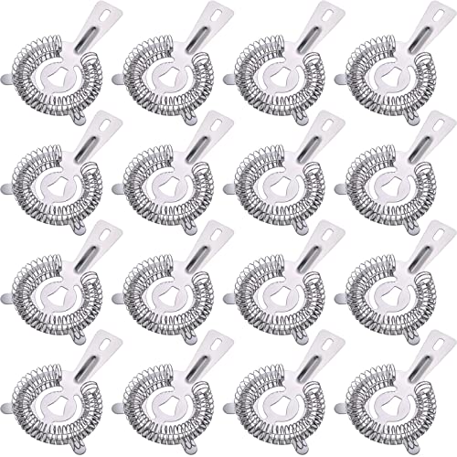 16 Pcs Bar Bartender Strainer Stainless Cocktail Strainers | 5.5 Inch Steel Silver Shaker Ice Bar Shelf for Hawthorne Bartenders Mixologists Drinking Water Filtering