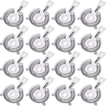 16 Pcs Bar Bartender Strainer Stainless Cocktail Strainers | 5.5 Inch Steel Silver Shaker Ice Bar Shelf for Hawthorne Bartenders Mixologists Drinking Water Filtering
