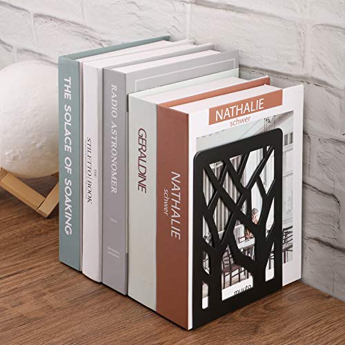 MaxGear Book Ends Tree Design Bookends for Shelves 7 x 4.7 x 3.5” 3 Pair | Metal Constructio,Heavy Duty,Non-Skid Pads,Scratch Resistant,Stable Support,Space Saving,6 Pieces,Bookcase Desktop Use - size: 3 Pairs