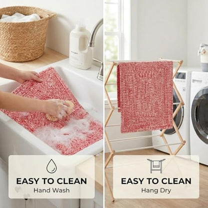 Super Area Rugs Farmhouse Braided Rug Cotton Kitchen Reversible Carpet, Red & White, 2' X 3' Rectangle - color: Red & White, size: 2' x 3' (Rectangular)