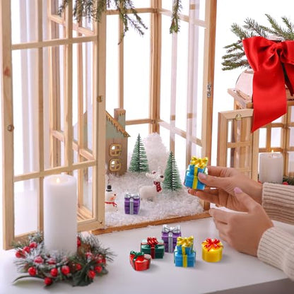 Bucherry 50 Pcs Miniature Gift Boxes Figurines Resin Charms DIY Craft for Garden Accessories Christmas Decoration Phone Case Making(Cute Style) - style: Cute Style