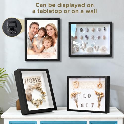 2 Pack Shadow Box Frame 11"x 14" - Wood Deep Shadowbox with Glass Shadow Boxes Display Cases Suitable for Photos, Dried Flowers, Handicrafts Picture Frames for Wall Hanging Tabletop (Black) - size: 11×14-2pcs-black