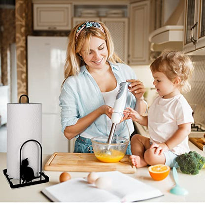 Paper Towel Holder, Kitchen Countertop Paper Towel Stand, Fits Standard Jumbo Roll in Dining Table or Bathroom, Metal Toilet Paper Dispenser with Heavy Duty Base (Black) - color: Black