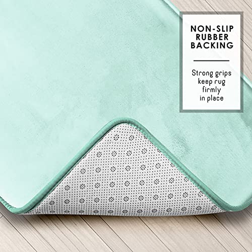 Clara Clark 3 Piece Bathroom Rugs Bath Mat Set, Velvet Memory Foam Bath Mats for Bathroom - Non-Slip, PVC Backing Bath Rugs, Washable - Dries Quickly, Blue - color: Light Blue