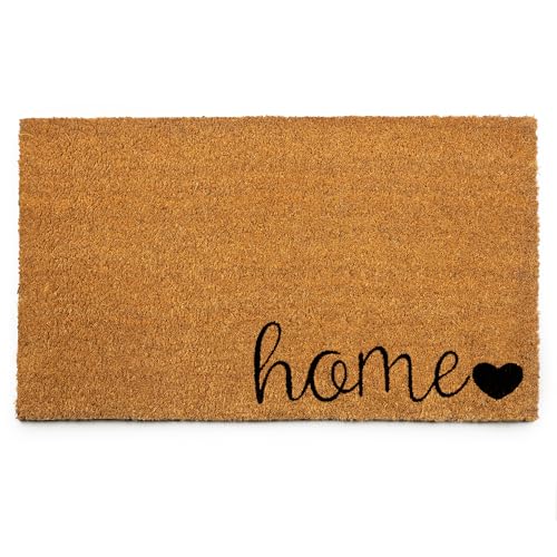 17.5x30 Home Door Mat with Heavy-Duty Backing - Coco Coir Doormat for Outdoor or Indoor Uses - Non-Slip Welcome Mats for Entryway or Porch - Easy to Clean Front Door Mat - Natural Brown - color: Natural