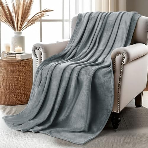 Soft Fleece Blanket for Bed Throw Size Cool Grey (50x60 Inch) | Lightweight, Fuzzy, Anti-Static, Cozy, Warm, All Season Use, Home Decor, Gift for Men and Women - color: Cool Grey, size: Throw (50x60 Inch)