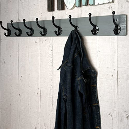 WEBI Rustic Coat Rack Wall Mount,5 Cast Iron Coat Hooks Wall Mounted,Heavy Duty Wall Coat Hanger Hooks for Hanging Coats,Clothes,Gray,2 Packs - color: Gray, size: 17 Inch(2 Packs)