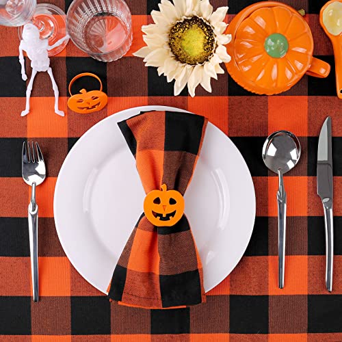 wonlex Halloween Pumpkin Napkin Rings Set of 12, Orange Napkin Ring for Table Setting, Harvest Festival, Halloween Decorations, Fall Serviette Buckles Decor (Halloween Pumpkin) - style: Halloween Pumpkin