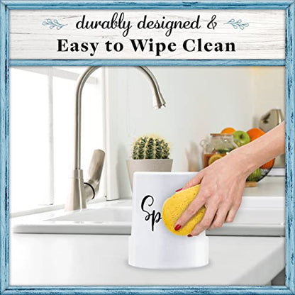Home Acre Designs Sponge Holder for Kitchen Sink - Rustic Farmhouse Home & Kitchen Decor - White Ceramic - style: Farmhouse
