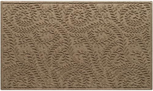WaterHog Boxwood Front Door Mat Indoor Outdoor Entrance, All-Weather Mats | Heavy Duty Outdoor Doormats, Non-Slip Rubber Backing, Dirt & Moisture Trapper, Low Profile, Made in USA, 35"x59", Camel - color: Camel, size: Large 35"x59" (3’x5’)