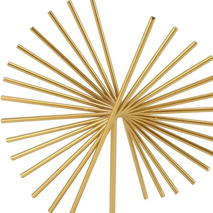 Metal Table Top Decor, Geometric Lines Sculpture Light Luxury Abstract Ornament with Base Modern Metal Sculpture for Home