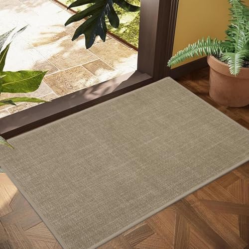 Ultra Thin Indoor Door Mat, Strong Non-Slip & Durable Entrance Mats | 29"X17" Brown Low-Profile Doormat, Long-Lasting, Easy-to-Clean, Pet-Friendly & Absorbent with Effective Dirt Trapper - color: Square Binding Corners(brown), size: 1'5" x 2'5" (Rectangul