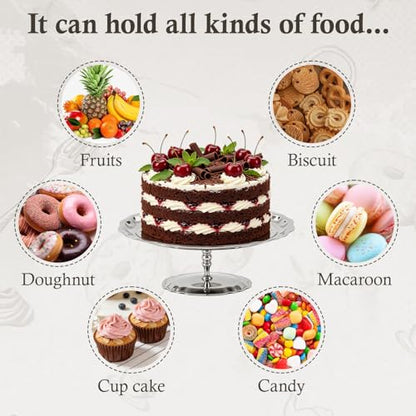 Footed Serving Tray Stainless Steel Dessert Display Platter | Stainless Steel Tray for Fruits Snacks Cupcakes and Appetizers, Decorative Oval Footed Display Plate for Parties Home Decor